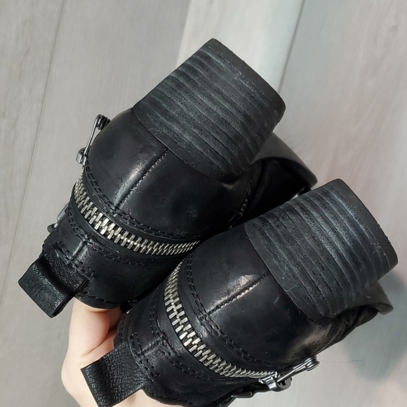 Dolce Vita Women Moto Leather Double Zip Heels Boots shoes sz 7.5 - Picture 6 of 14